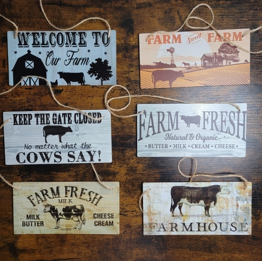 6pcs Rustic Farmhouse Wall Signs Decor